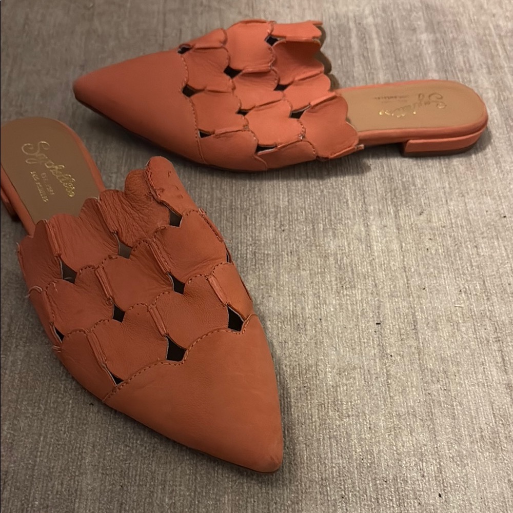 Seychelles Orange Woven Leather Mules